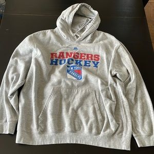 New York Rangers Mens Hoodie, XL, Gray